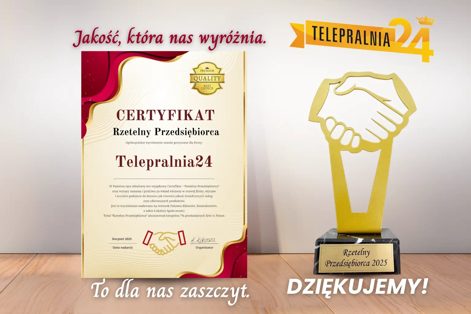 Telepralnia24 laureatem ogólnopolskiego wyróżnienia „Rzetelny Przedsiębiorca”!